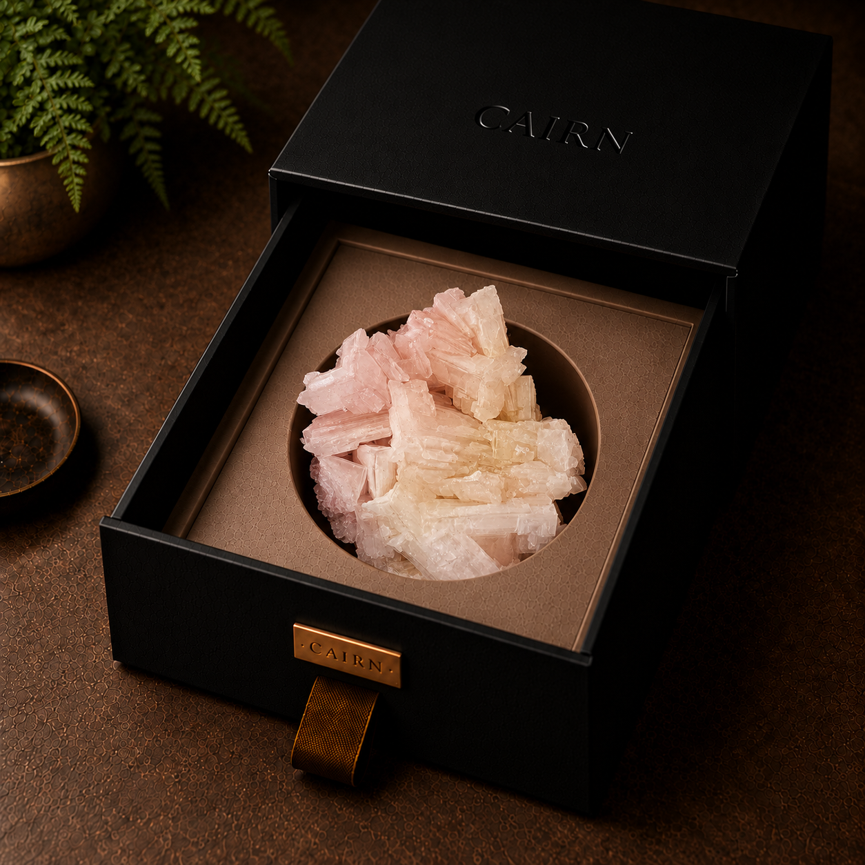 A halite specimen resting inside a Cairn archival drawer