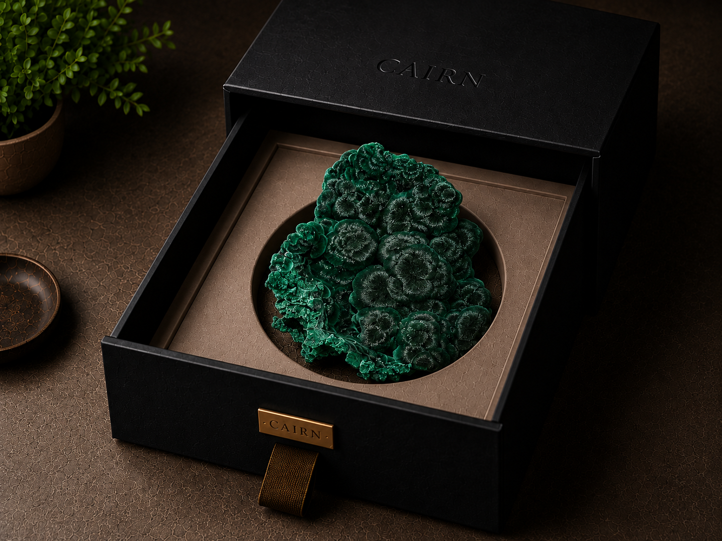 Malachite in Cairn packaging